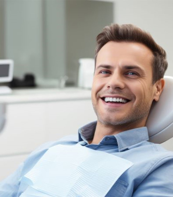 Happy smiling male dental patient