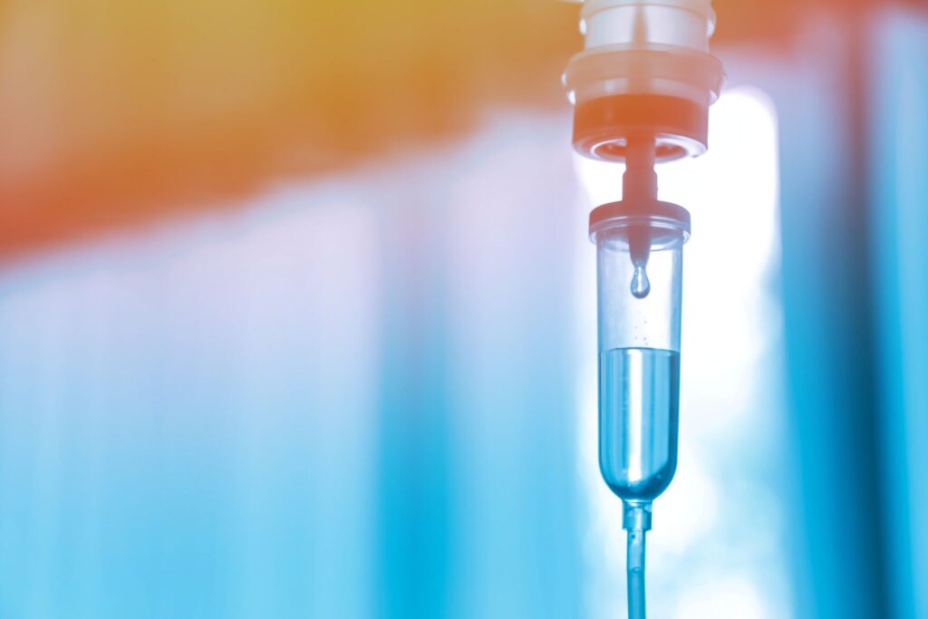 IV sedation setup in front of window